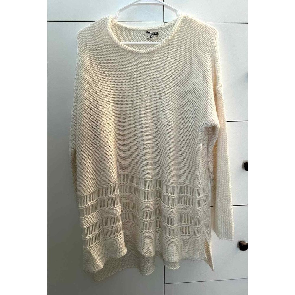 Show Me Your Mumu Mumu Mellow Ivory Bottom Needle Tunic Sweater Small Oversized
